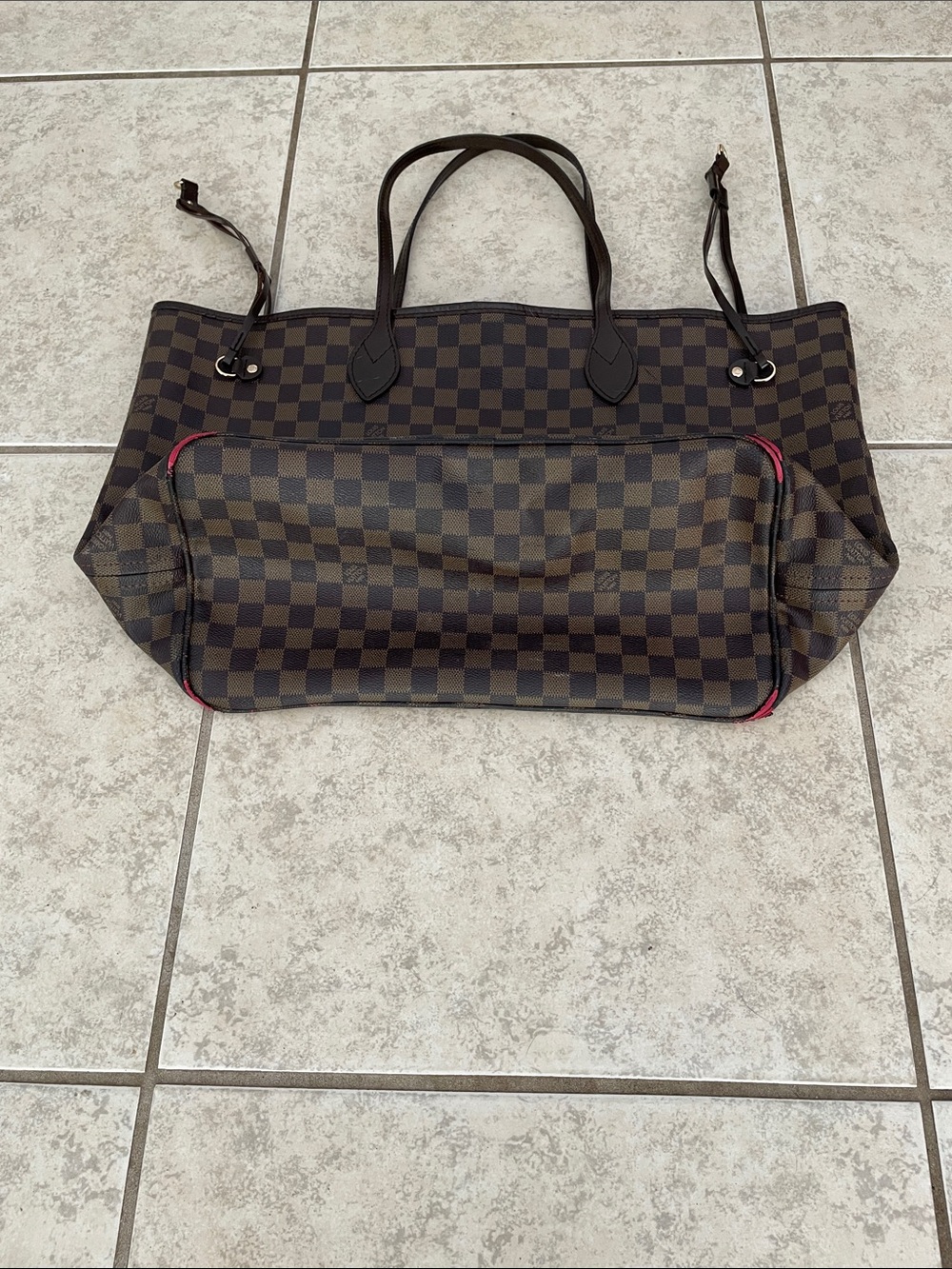 Louis Vuitton look a like Brown Monogram large purse handbag shoulder bag purse - Picture 5 of 16